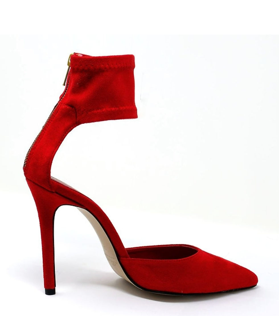 Red Velvet Ankle Strap heels by Vivien Lauren Handmade with Italian leather soles