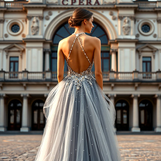 Gray with crystal embellishments open back dress