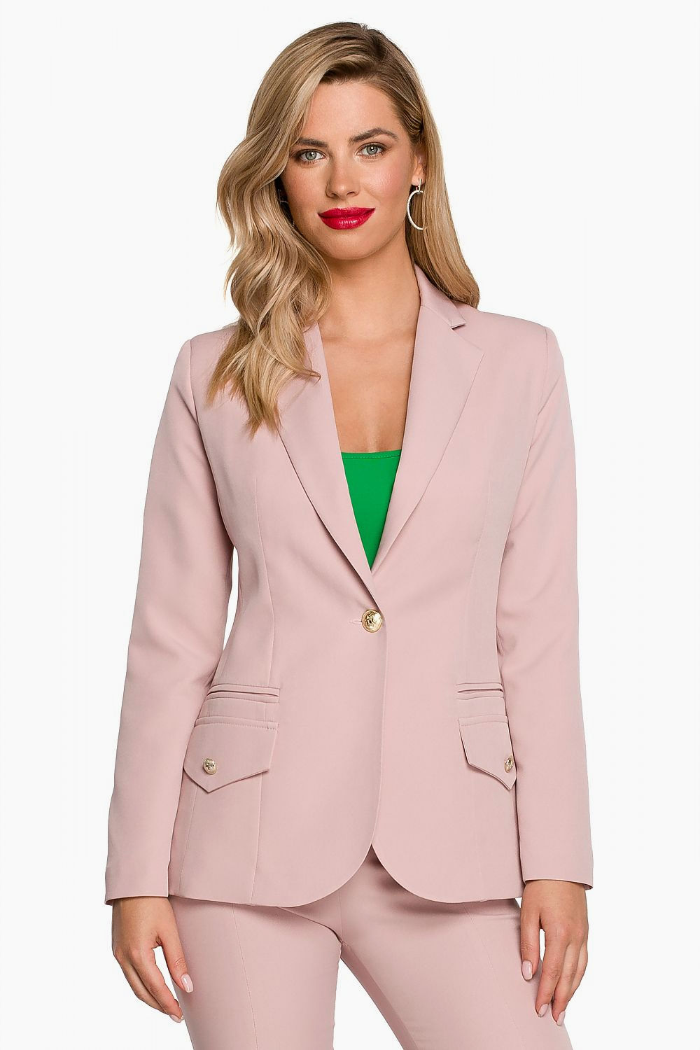 Women Blazer worn by beautiful model in Pink