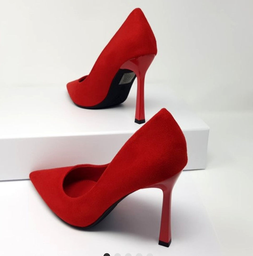 Red velvet heels by Vivien Lauren