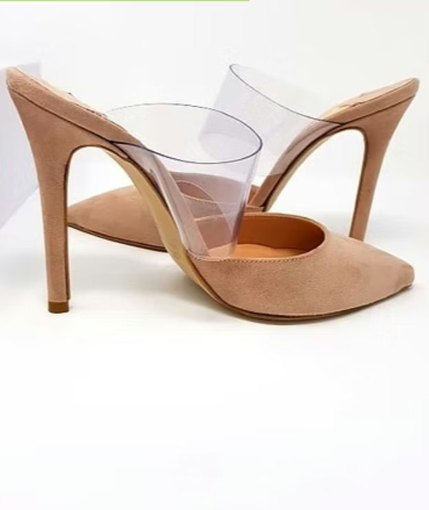 Nude heeled mules by Vivien Lauren