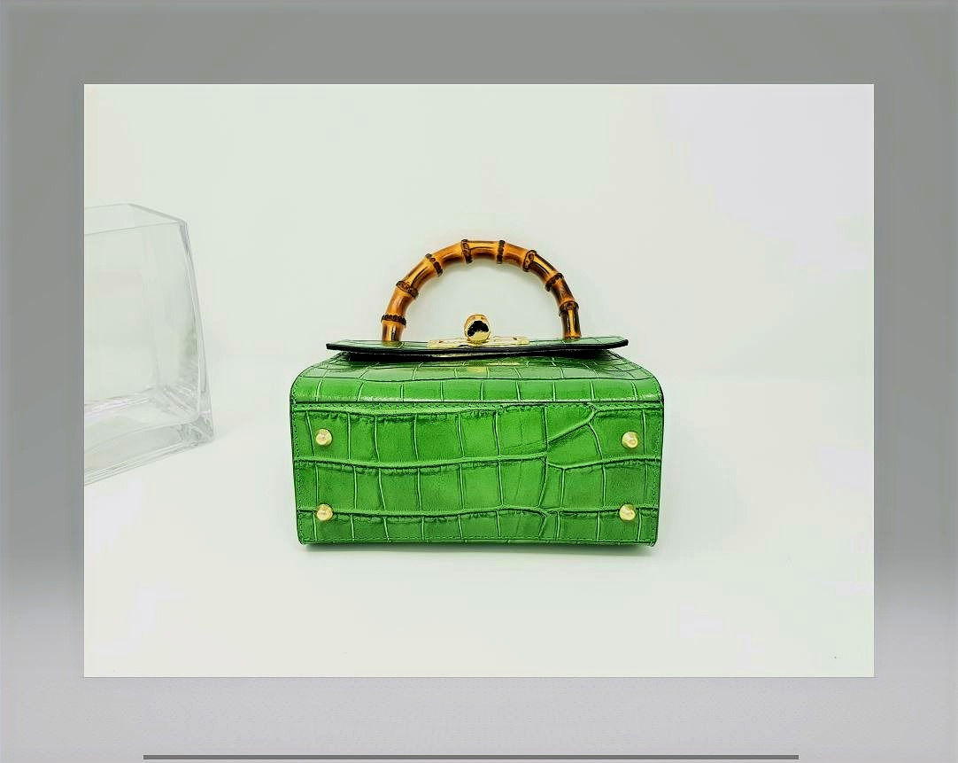 Luxe in emerald Green - Italian Leather Mini Bgs Designed by Vivien Lauren