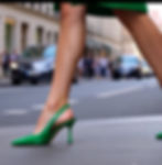 Stunning Vivien Lauren model in green heels