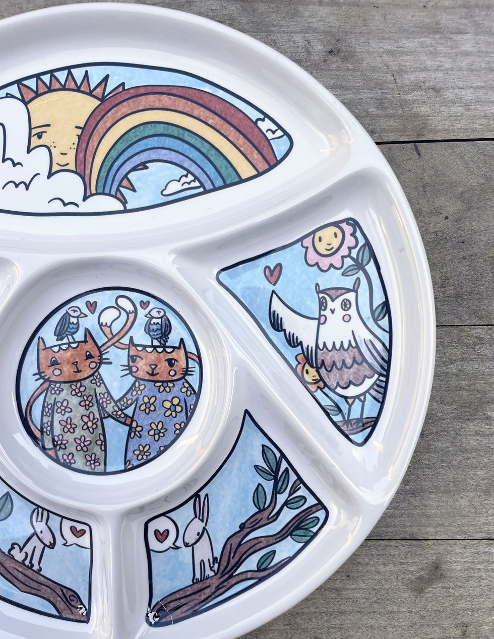 Thumbnail: "Sunny Day" Original Illustration - Upcycled dish *Second