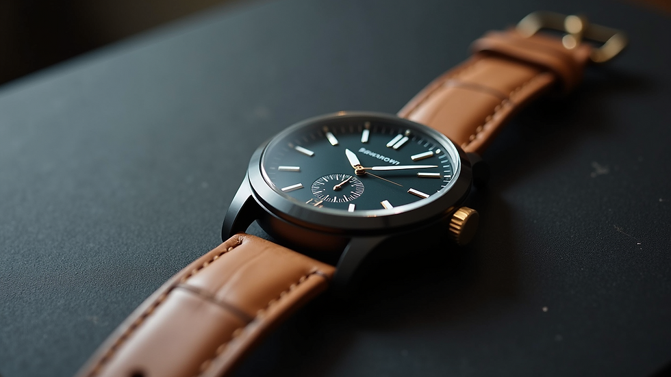High angle view of a modern statement watch