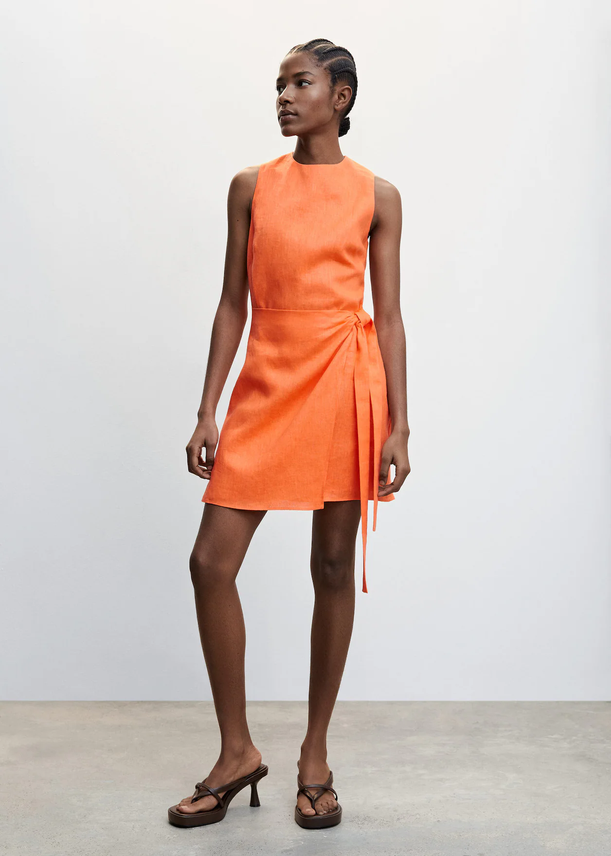 Mini Linen Orange Dress 