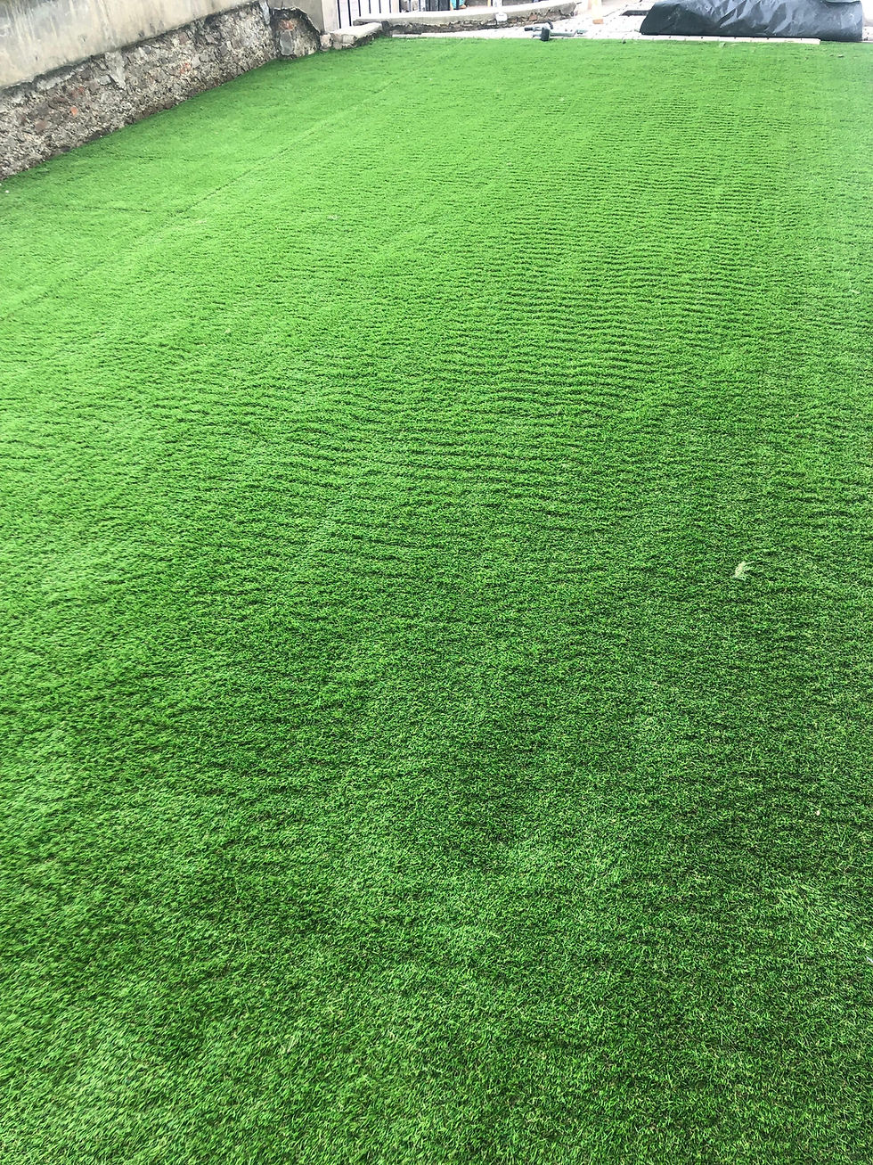 Artificial grass lawn installation