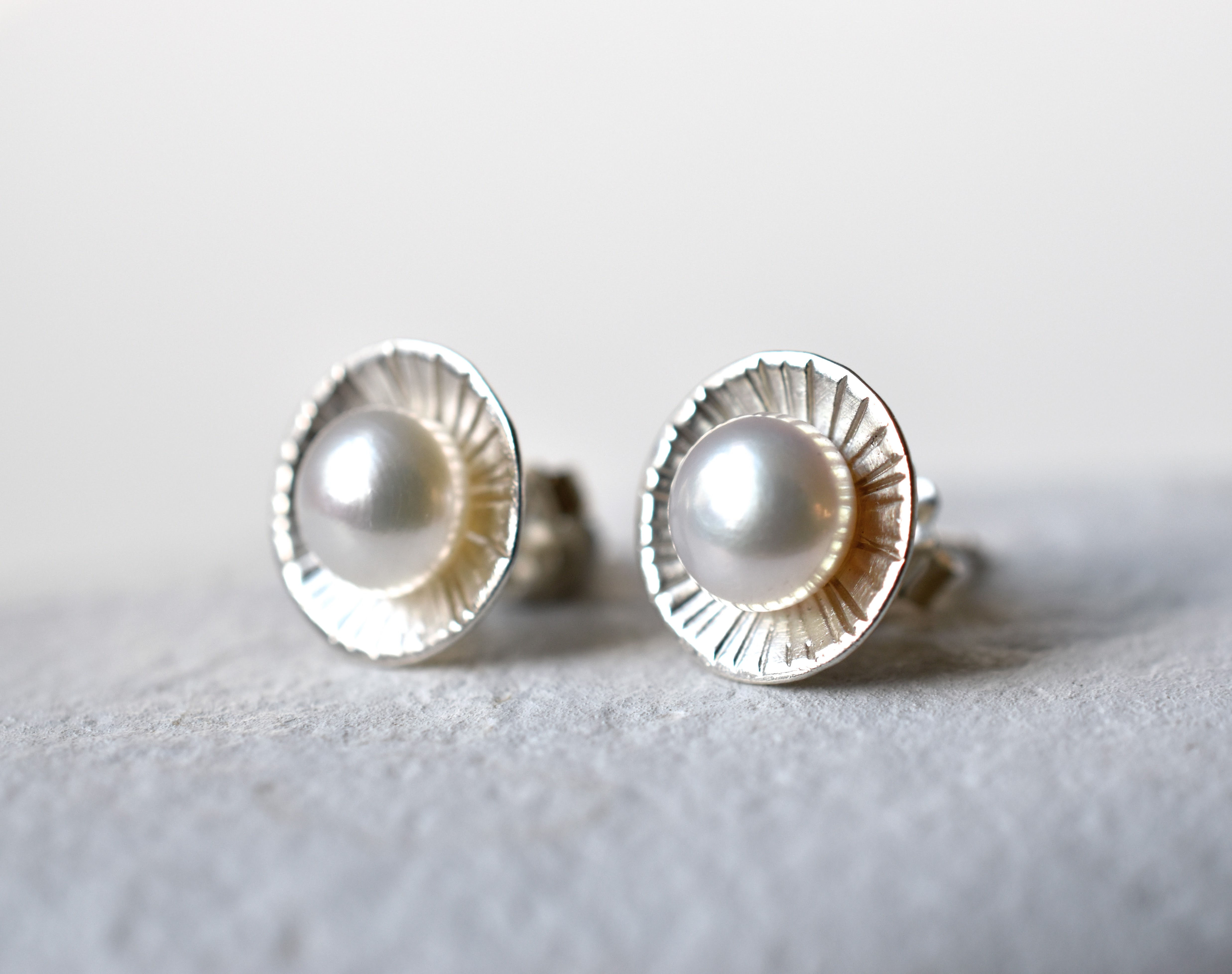 Bright Moon Pearl Post Earring, Sterling Silver