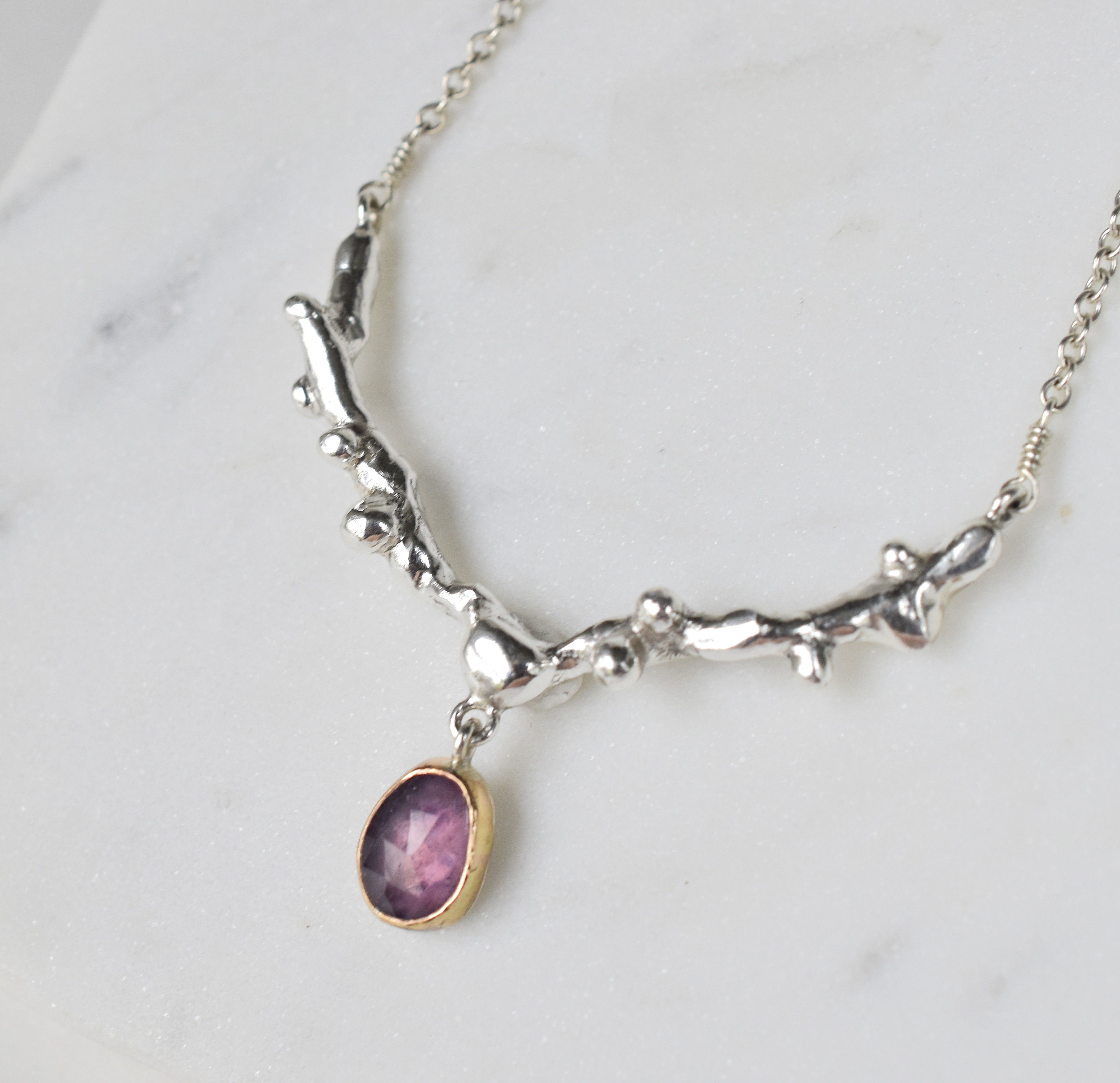 Pink Sapphire Melted Branch Necklace