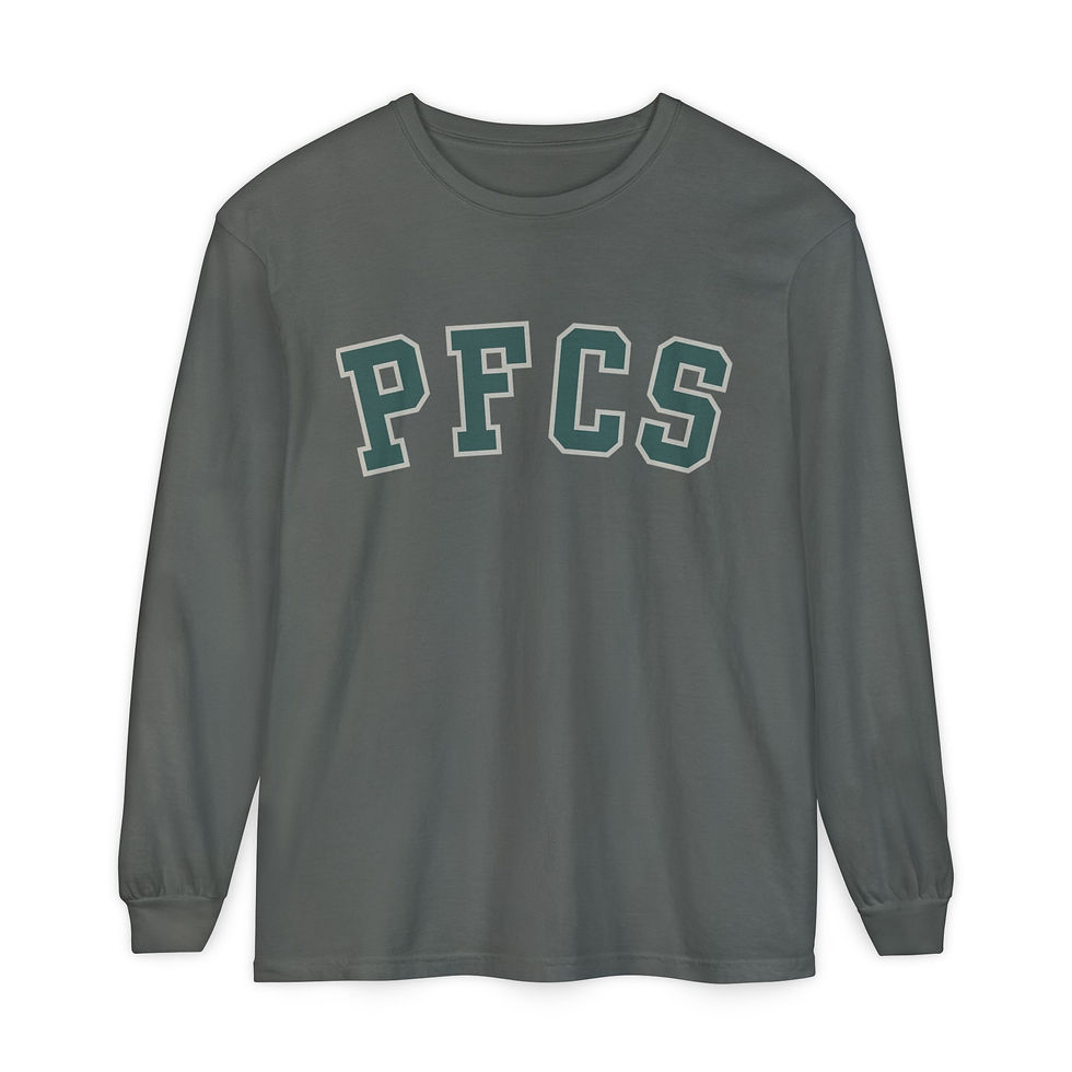 Thumbnail: '26 PFCS Collegiate Long Sleeve Tee — Garment-Dyed Vintage Logo