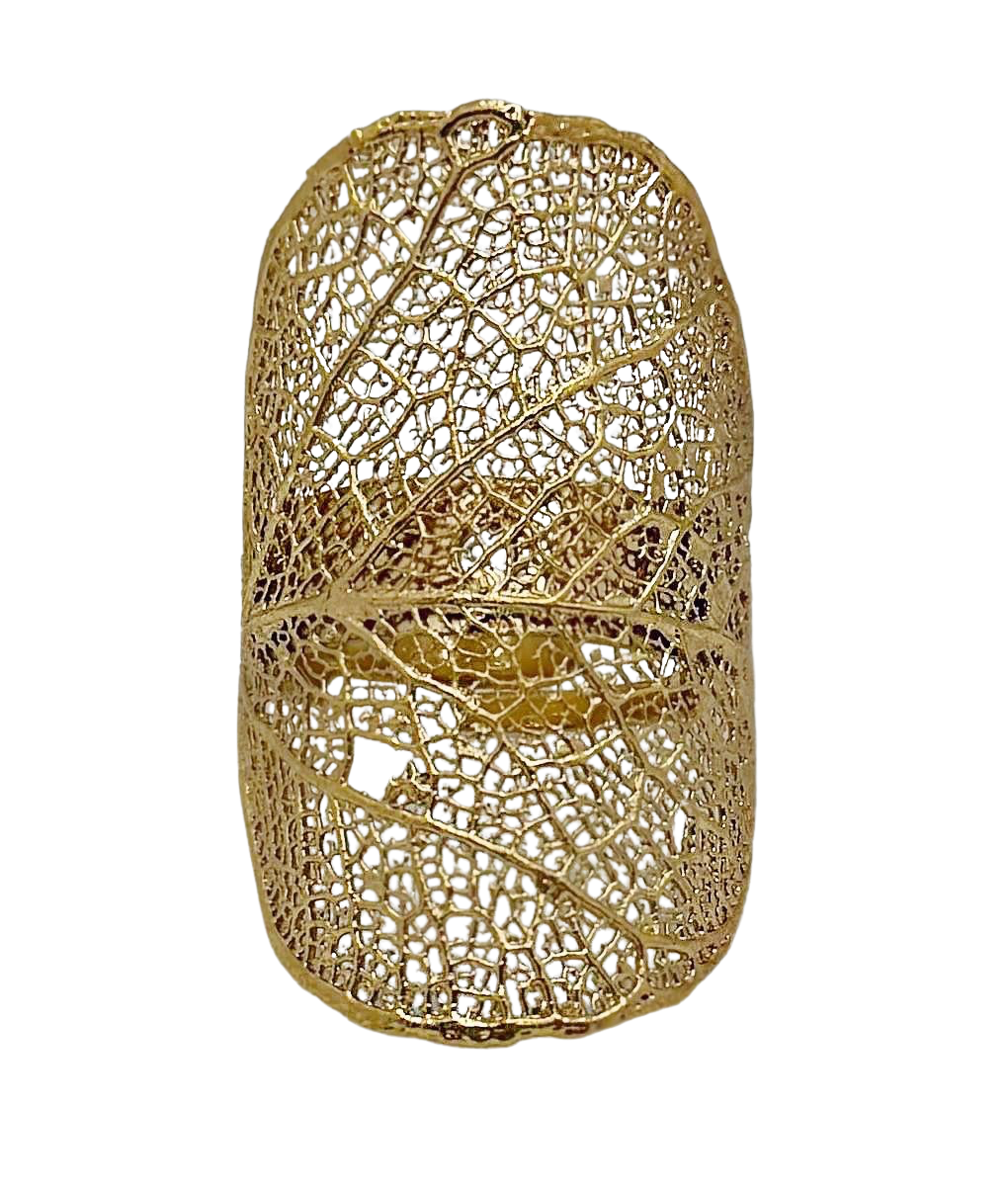 Gold Coin Leaf Ring