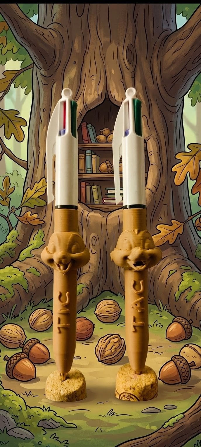 Stylos 4 Couleurs Custom – Édition Duo Inséparable (TIC & TAC) 🐿️🥜