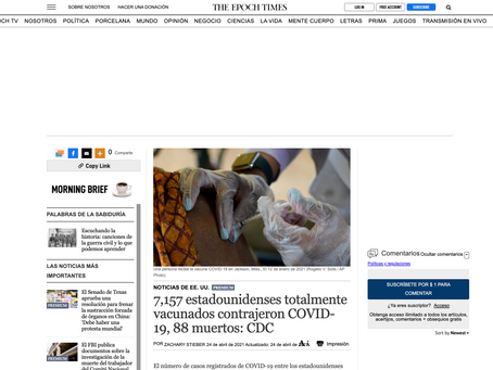 7,157 estadounidenses totalmente vacunados contrajeron COVID-19, 88 muertos: CDC
