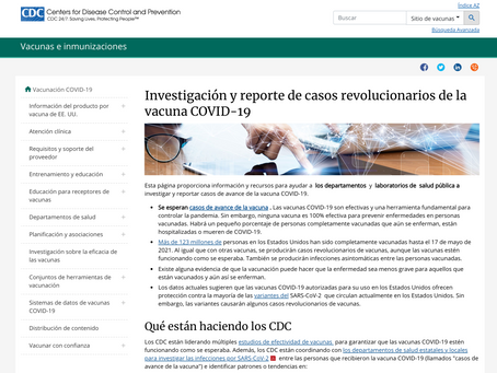 CDC - Investigación y reporte de casos aislados de la vacuna COVID-19