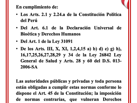 PERU : Documentos para Protegerse ante la VACUNACION OBLIGATORIA