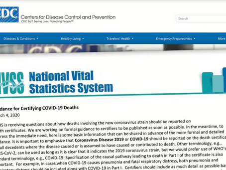 La CDC cambia la forma como se reportan las CAUSAS de MUERTE en Marzo del 2020