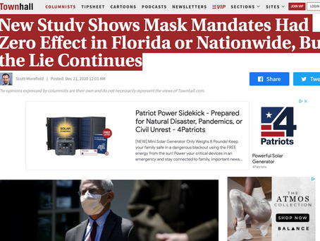 New Study Shows Mask Mandates Had Zero Effect in Florida or Nationwide, But the Lie Continues