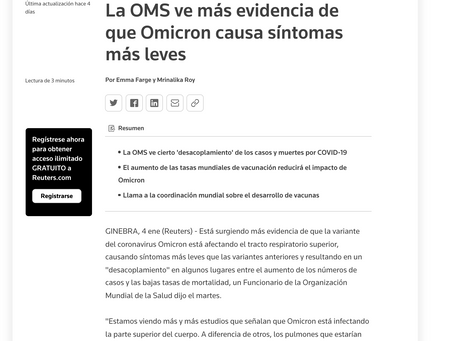 En este 2022 con OMICRON : ¿Buenas o Malas Noticias ?