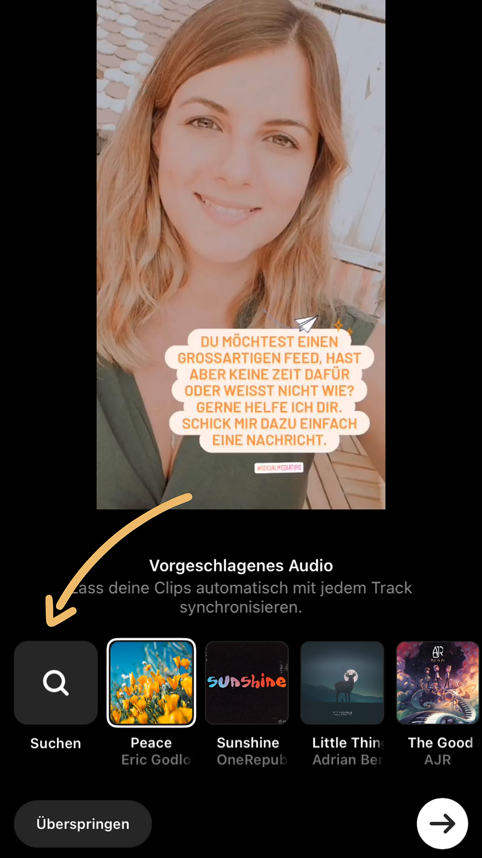 Screenshot aus Instagram wie man Reels bearbeitet