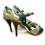 Thumbnail: Size 35 Forest Green and Pearlized Leather Suede Strappy 8cm Heel (N)