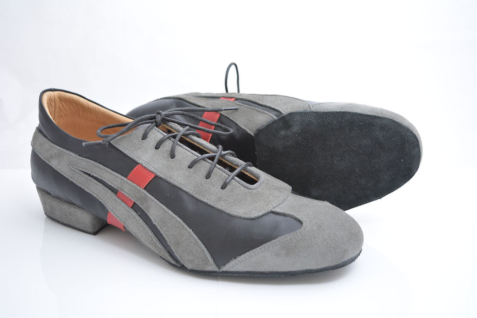 Thumbnail: Grey, Black and Red Sneaker split Suede Sole
