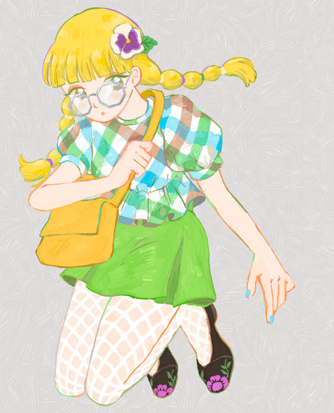 ブロックチェックのパフスリーブ