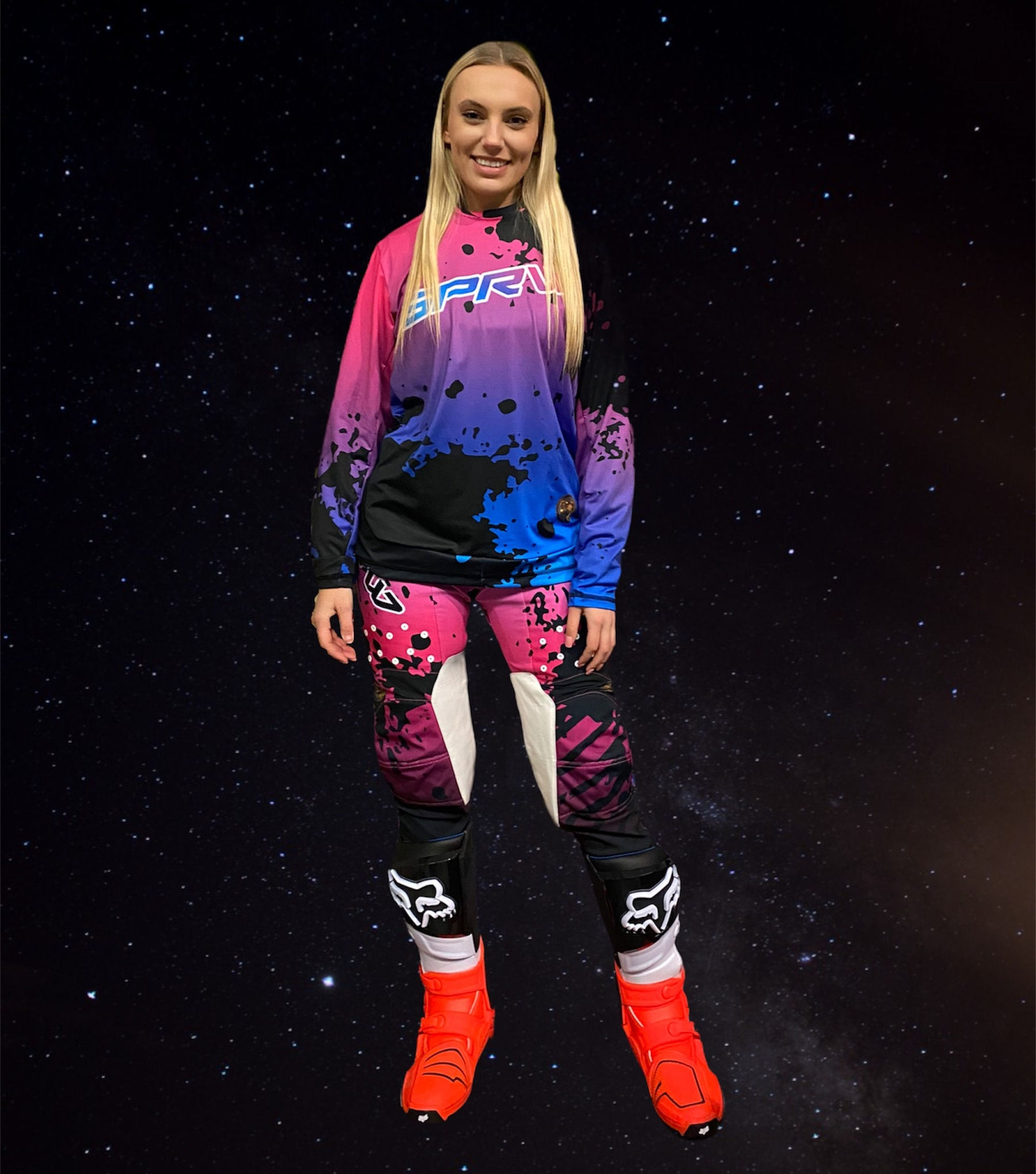 Zestaw MX Galaxy 1.0 Różowo - czarny - Koszulka + spodnie