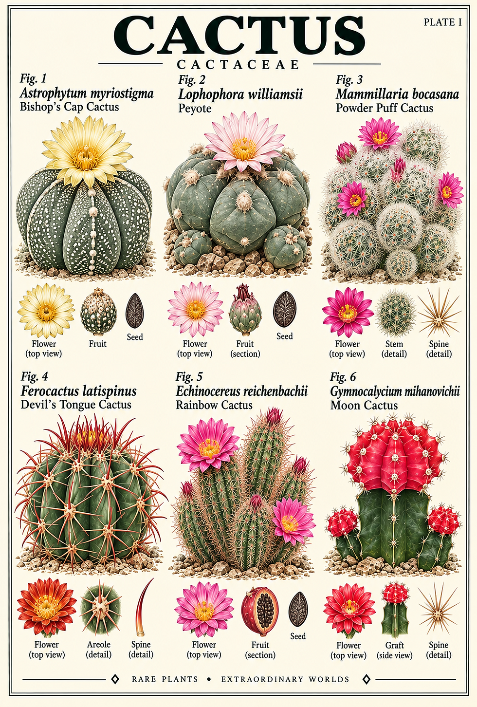 Botanical cactus chart from The Seed Collection