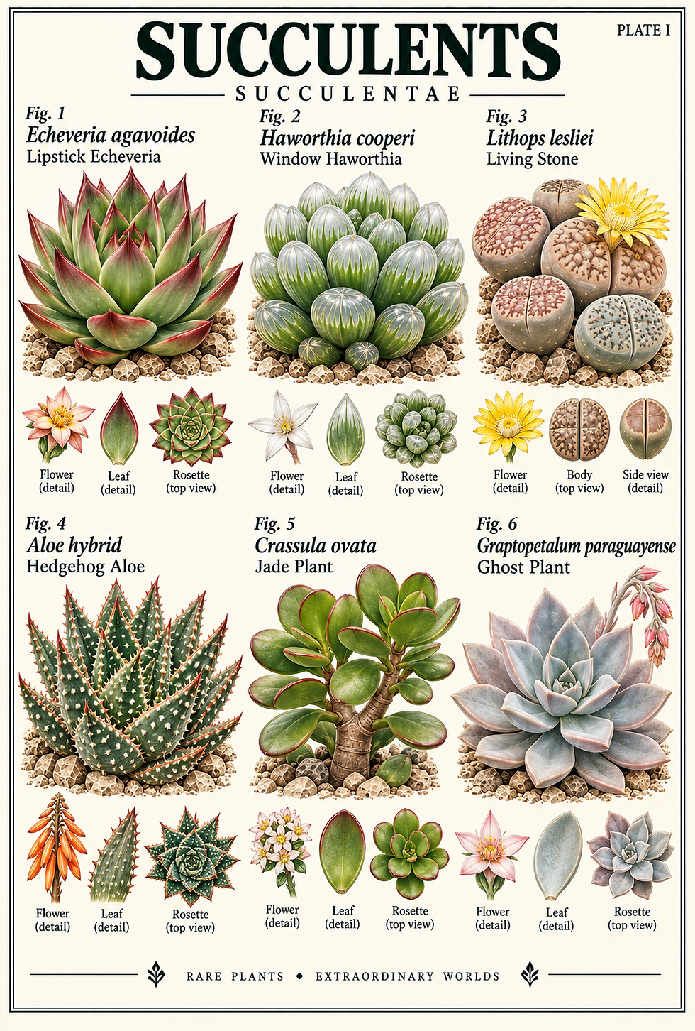 Succulents chart from The Seed Collection botanical series