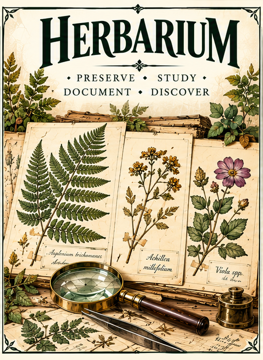 Herbarium book cover with botanicals The Seed Collection.