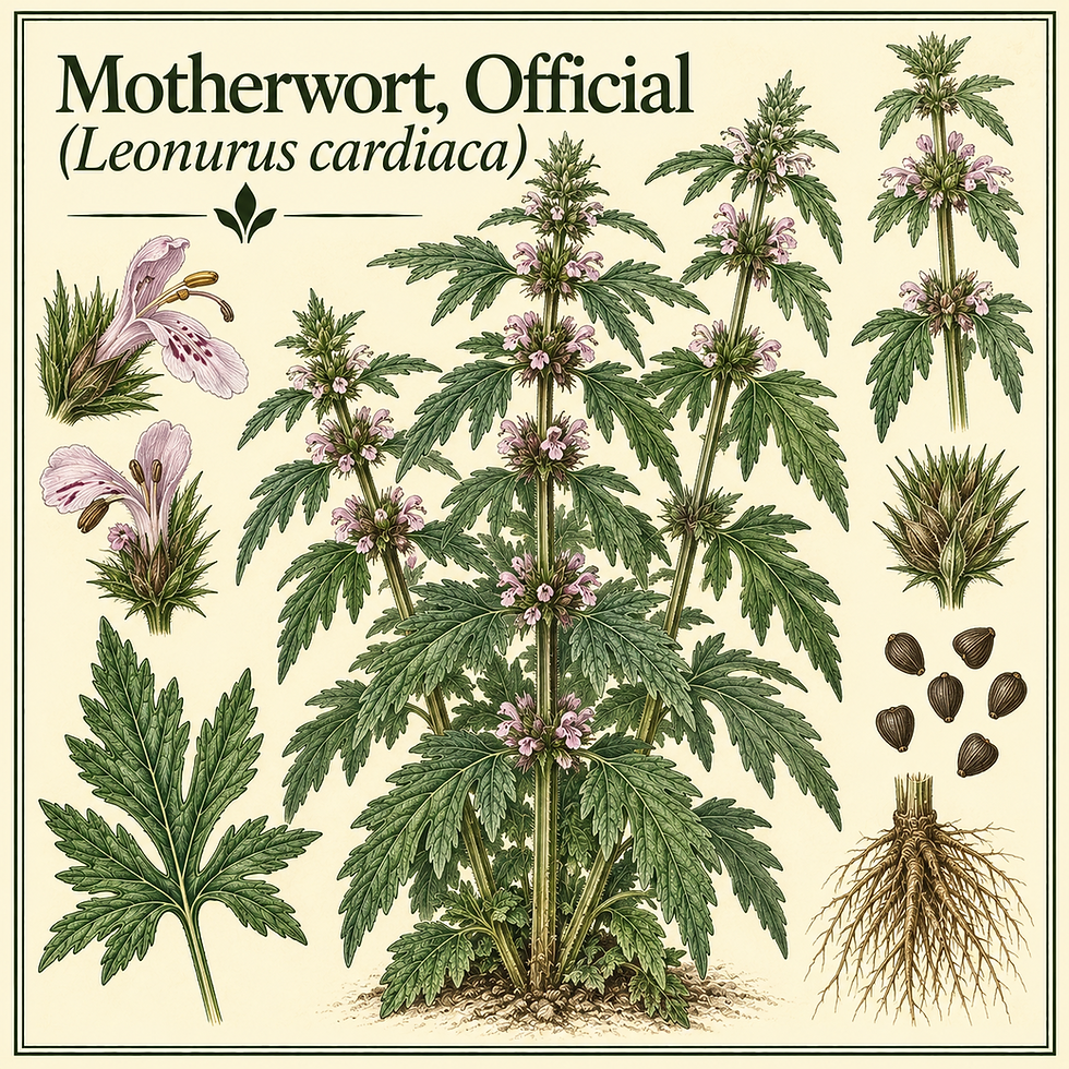 Botanical illustration of Motherwort, Leonurus cardiaca