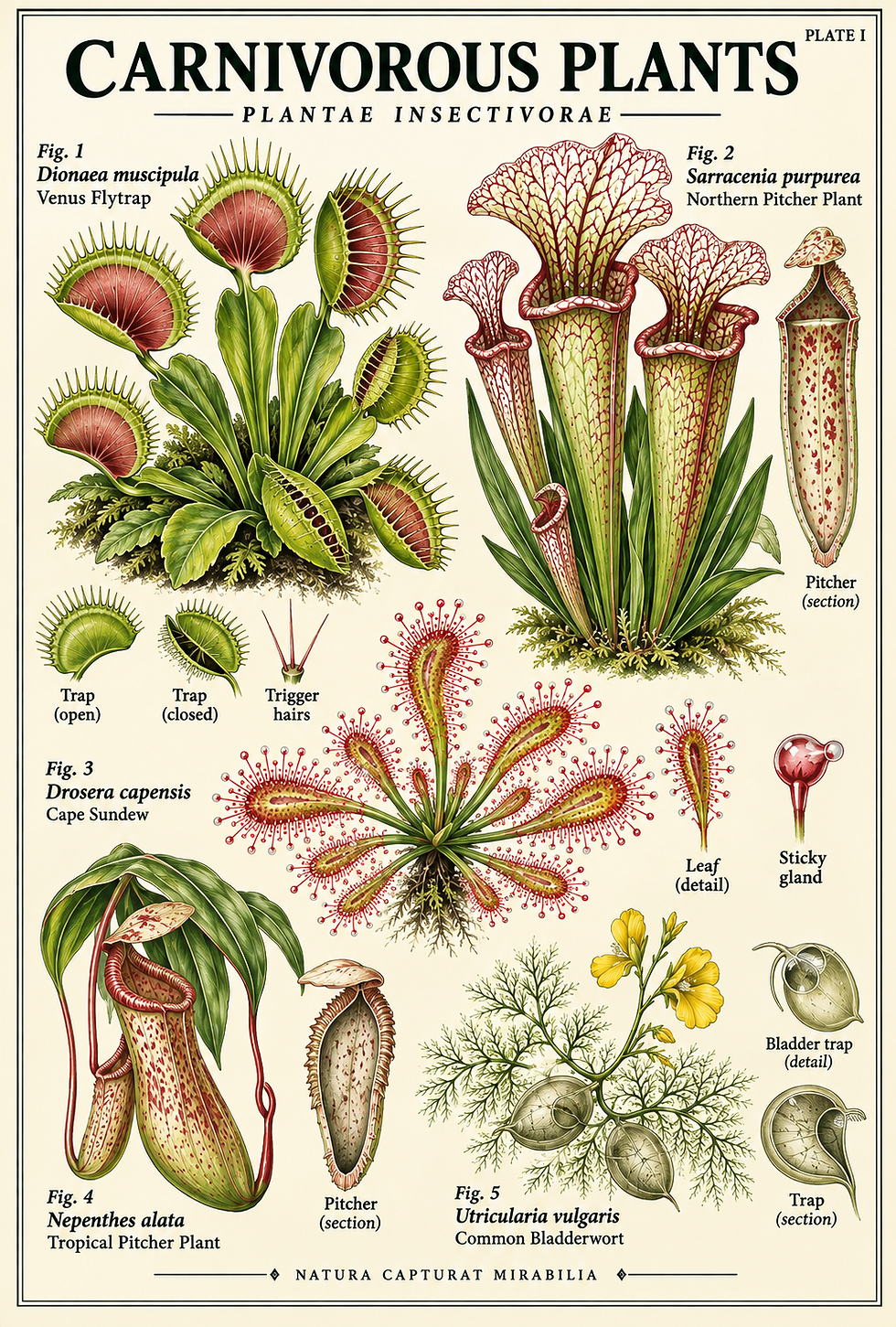 Carnivorous plants botanical poster from The Seed Collection