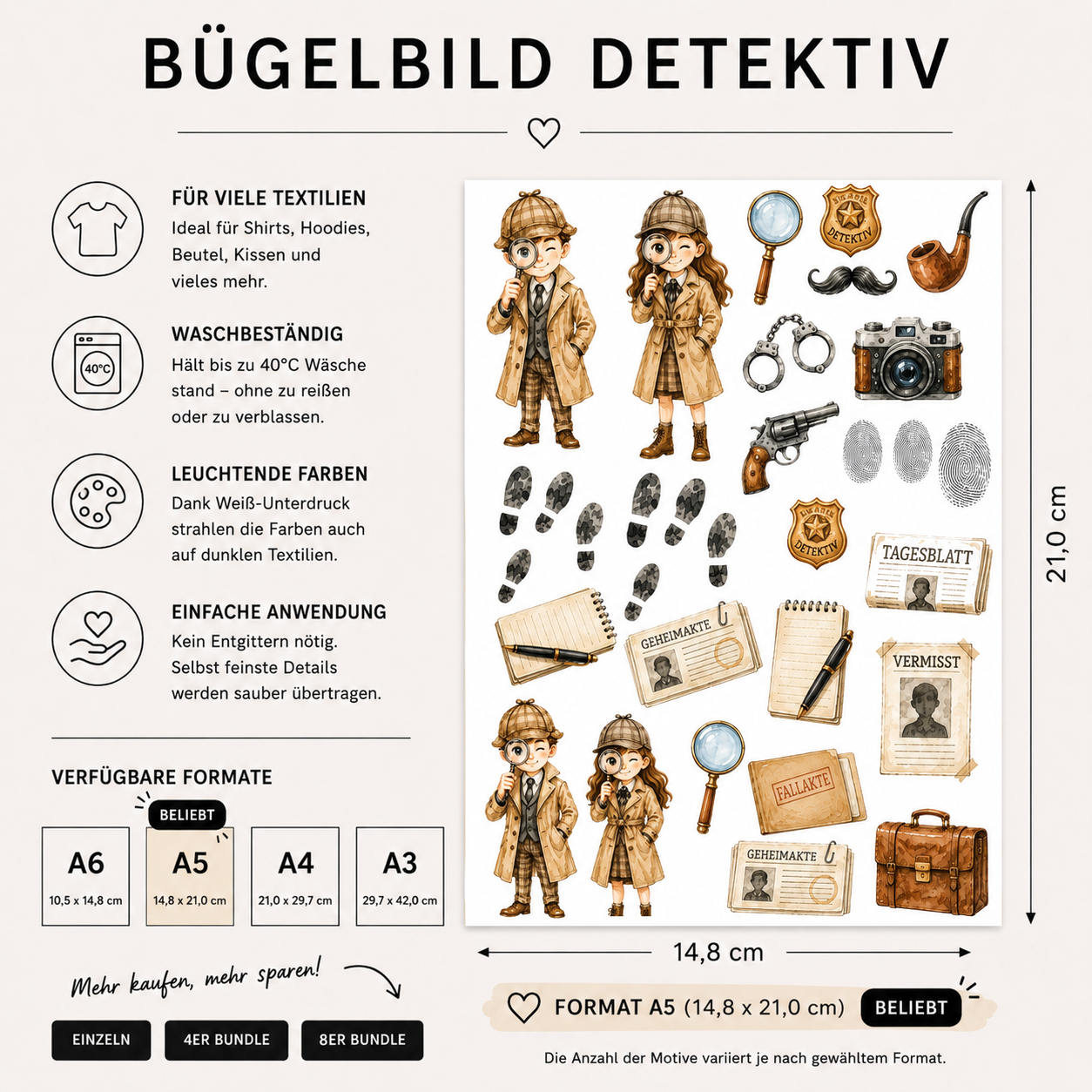 Bügelbild Detektiv