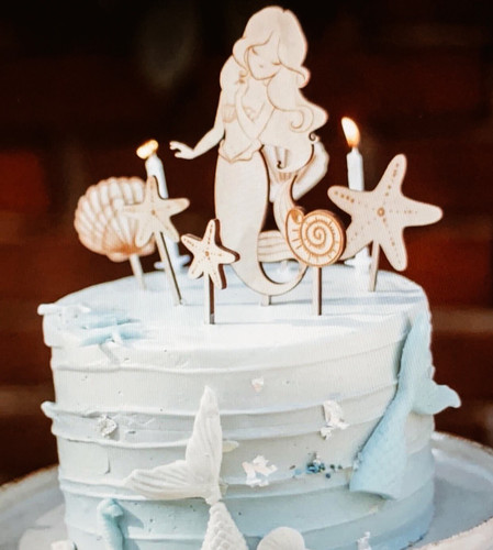 Meerjungfrau Kuchen Topper Set – 26-teilig, Mit Schwänzen, Muscheln & Seesternen