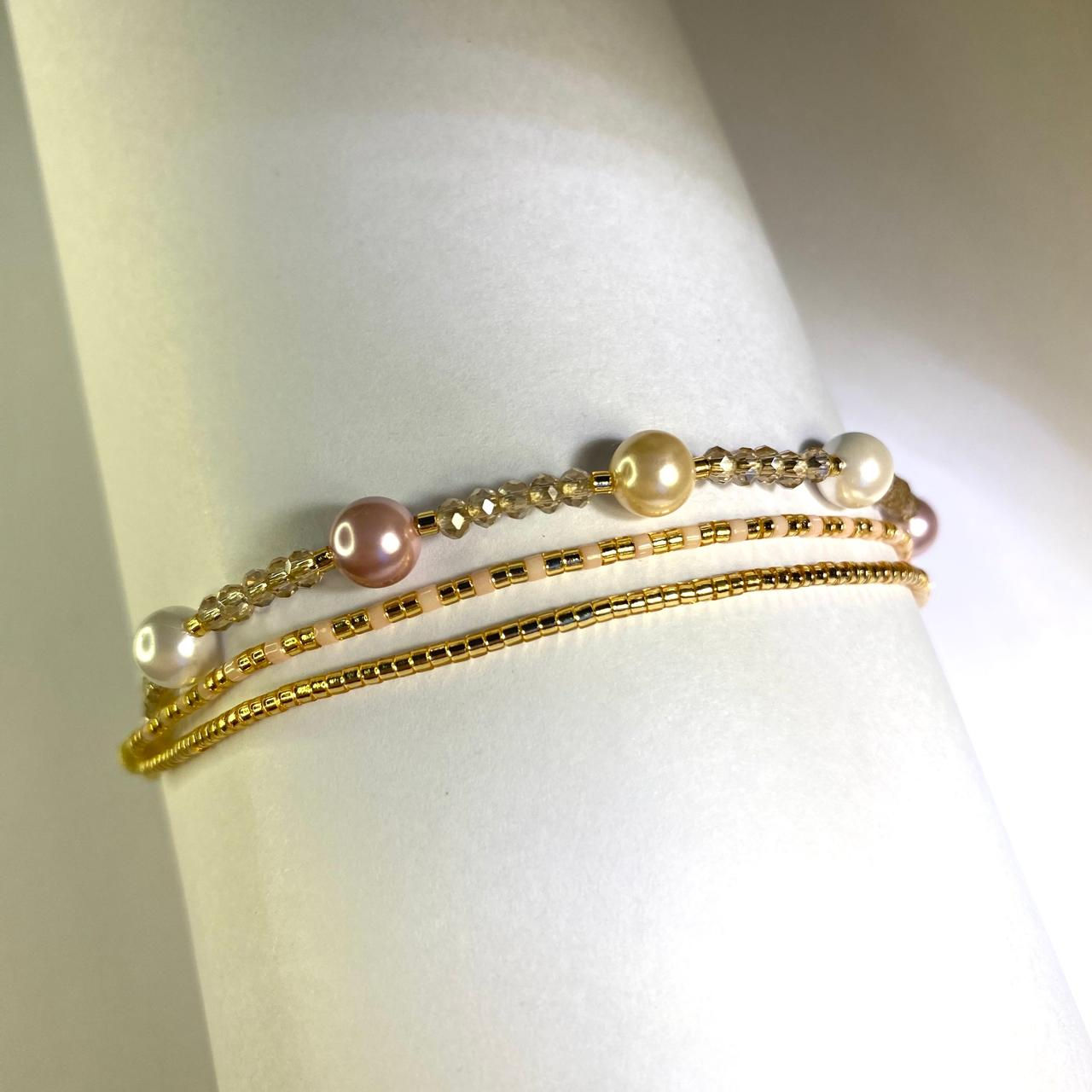 Set De Pulseras Perlas Del Atlantico