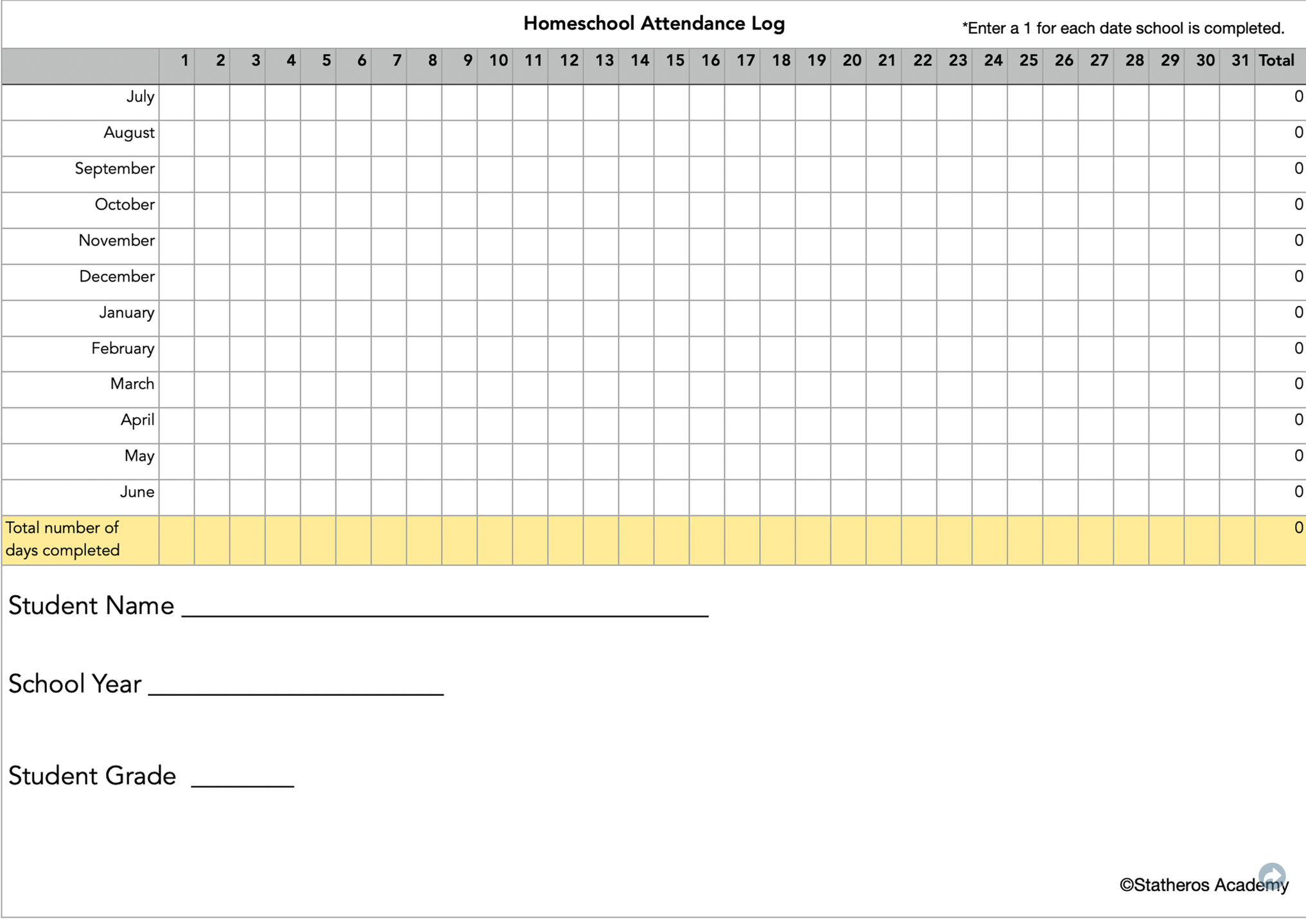 Simple Non-Branded Tracking Excel Spreadsheet