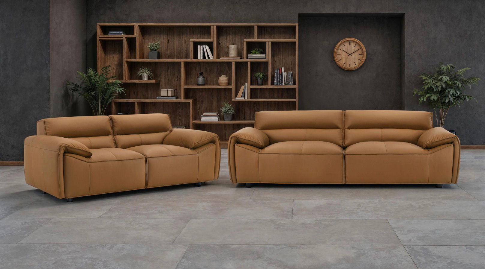 Buxton 2-piece Top Grain Leather Upholstered Sofa Set Orange
