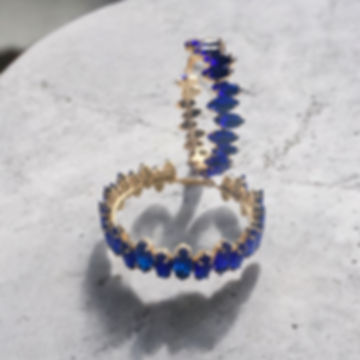 Large Crystal statement hoop earrings blue