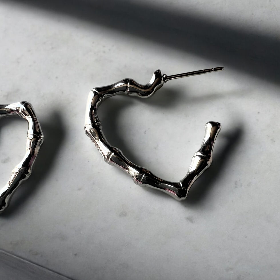 Thumbnail: Bamboo heart hoop earrings
