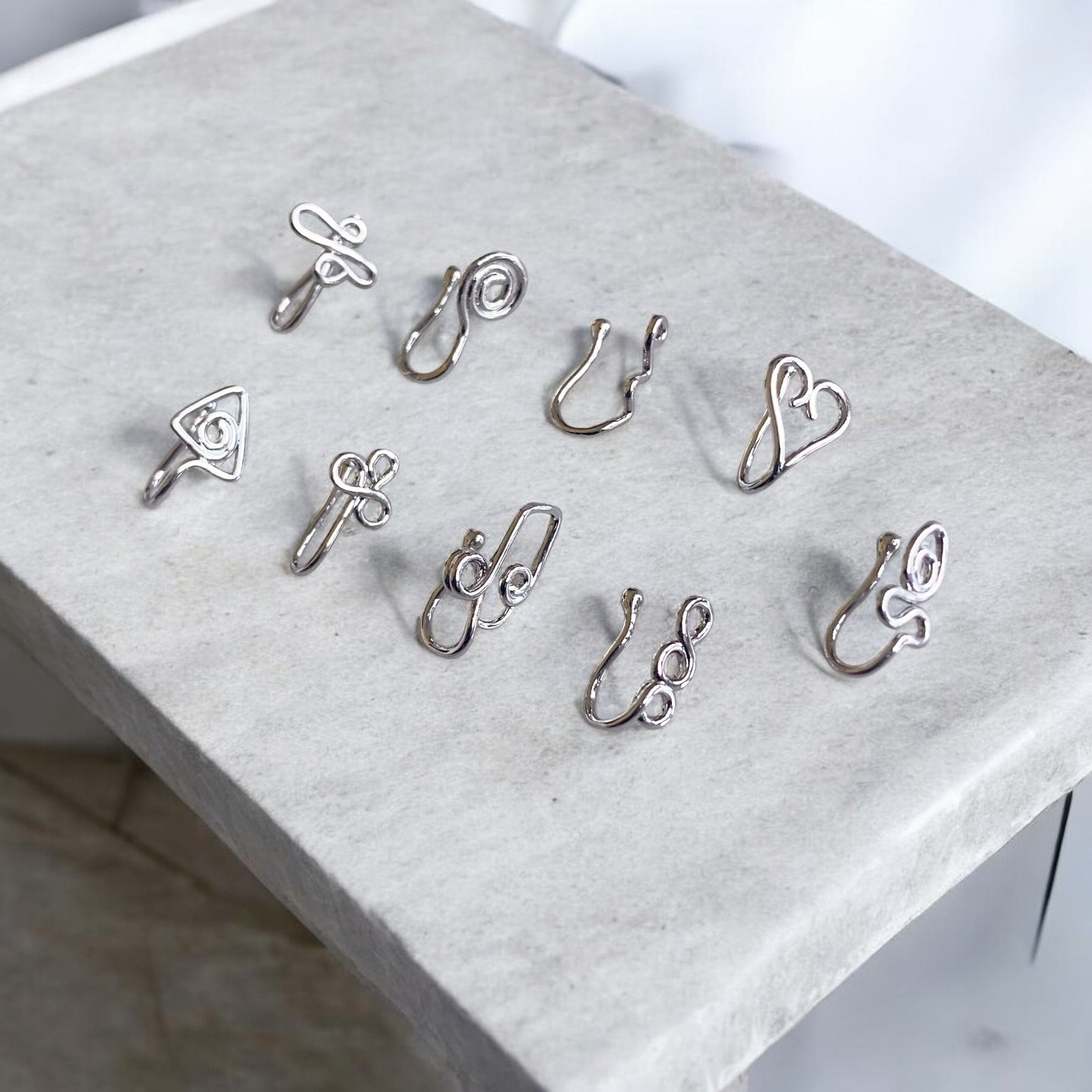 Faux nose rings silver