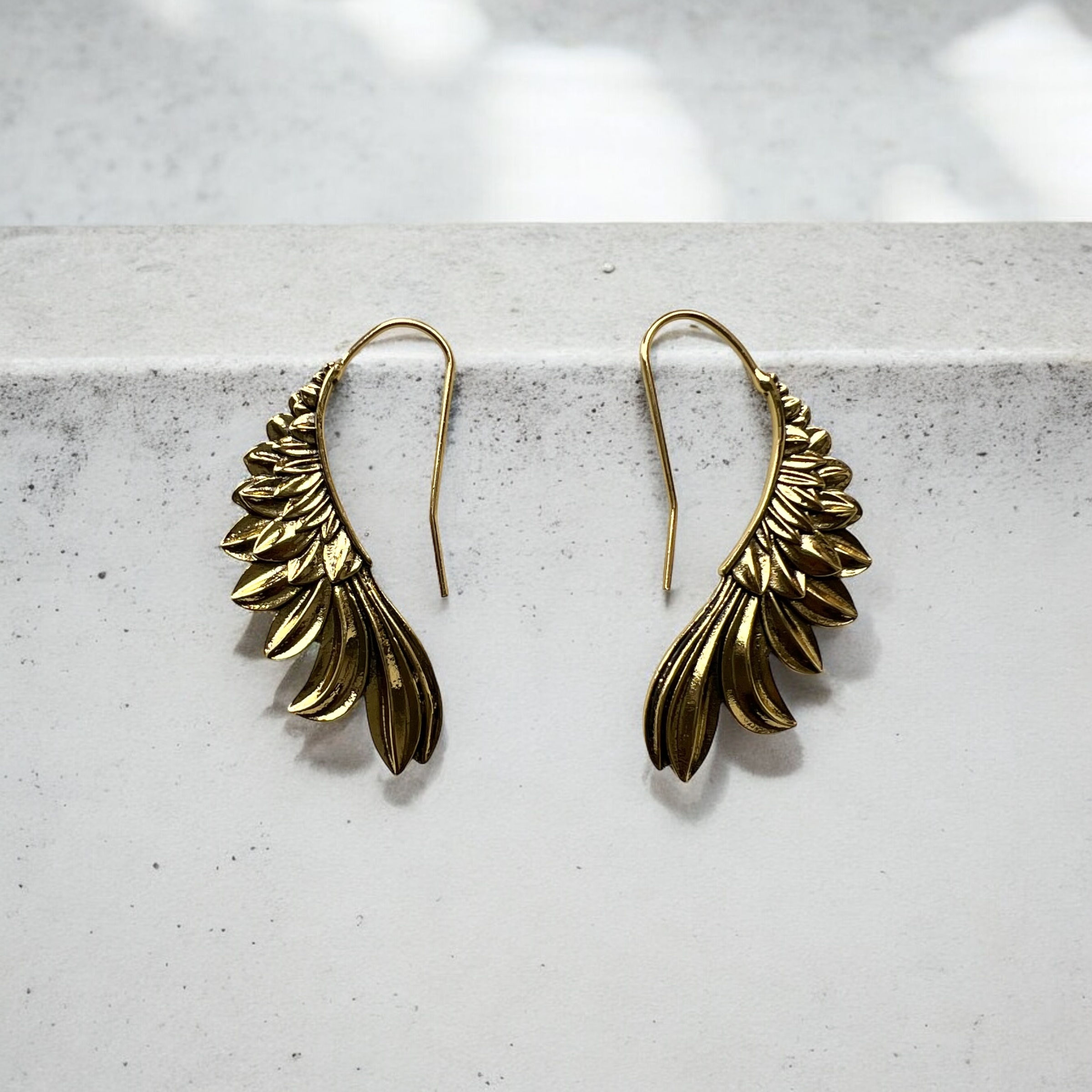 Angel wing earrings gold