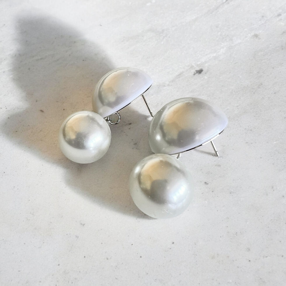 Chunky double pearl earrings