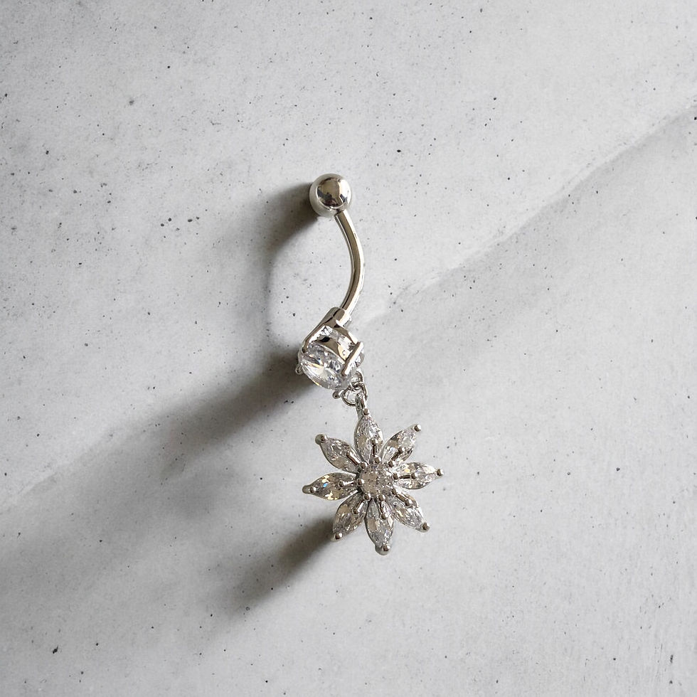 Crystal flower belly bar