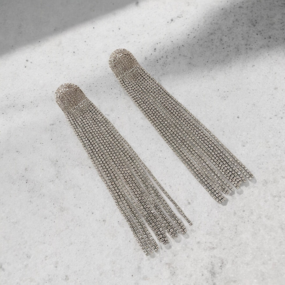 Miniatura: Clarisse - Long Sparkly Tassel Statement Earrings