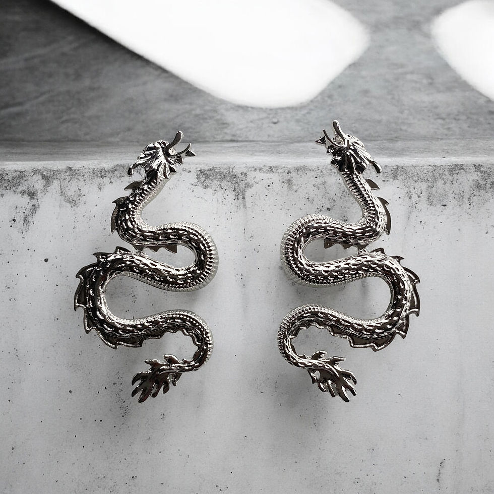 Dragon earrings silver