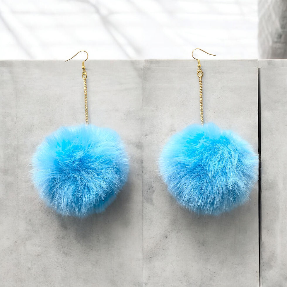 Thumbnail: Pom Pom earrings blue