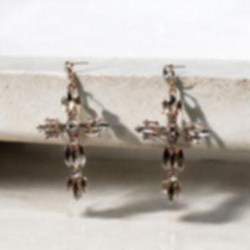 Crystal statement cross earrings