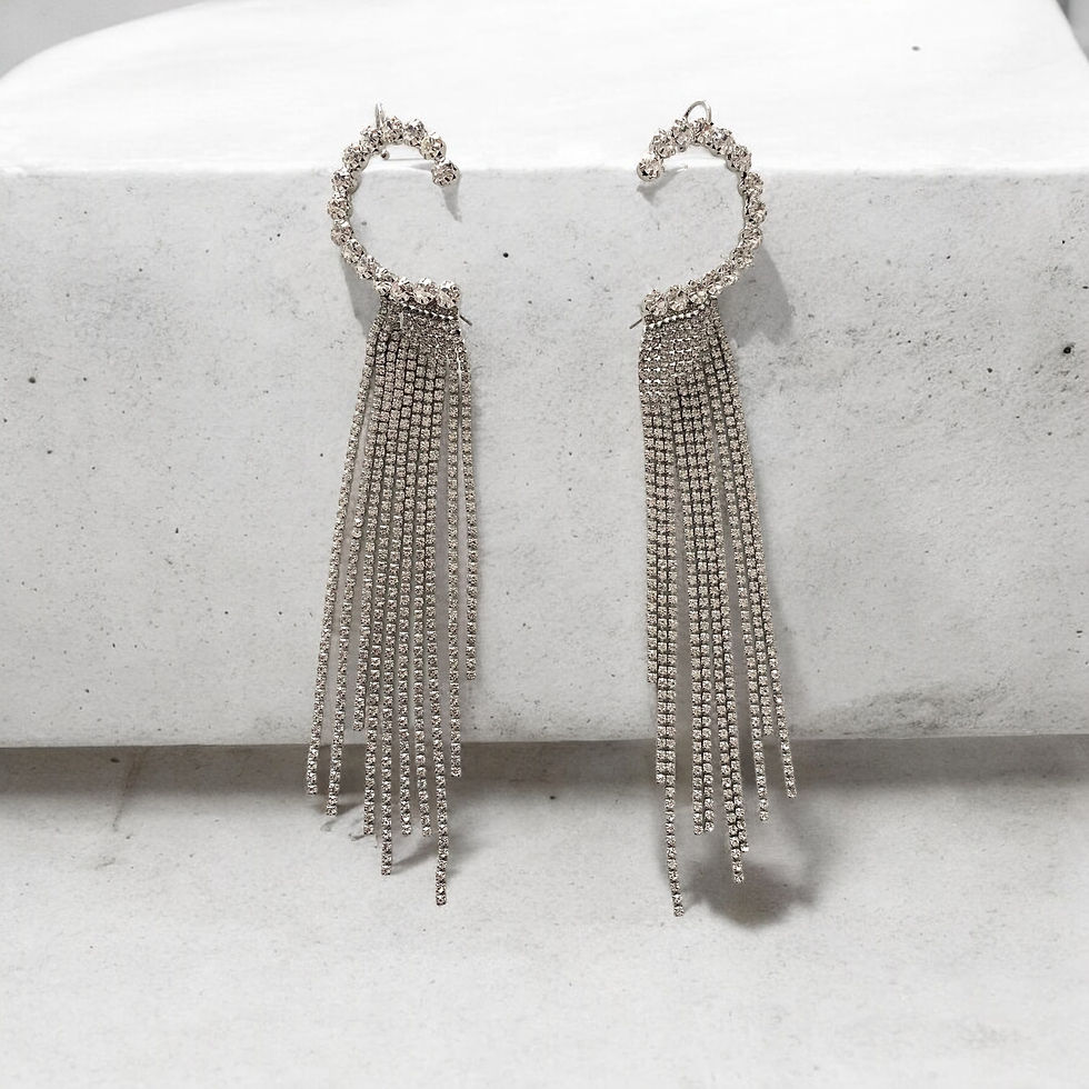 Statement Crystal fringed Ear cuffs silvee