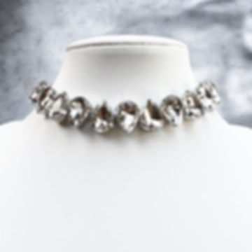 Crystal Statement Choker Necklace silver