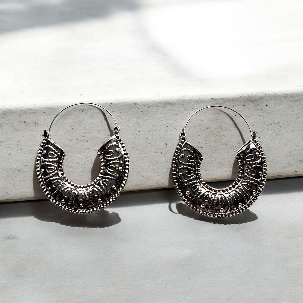 Thumbnail: Ancient boho hoop earrings